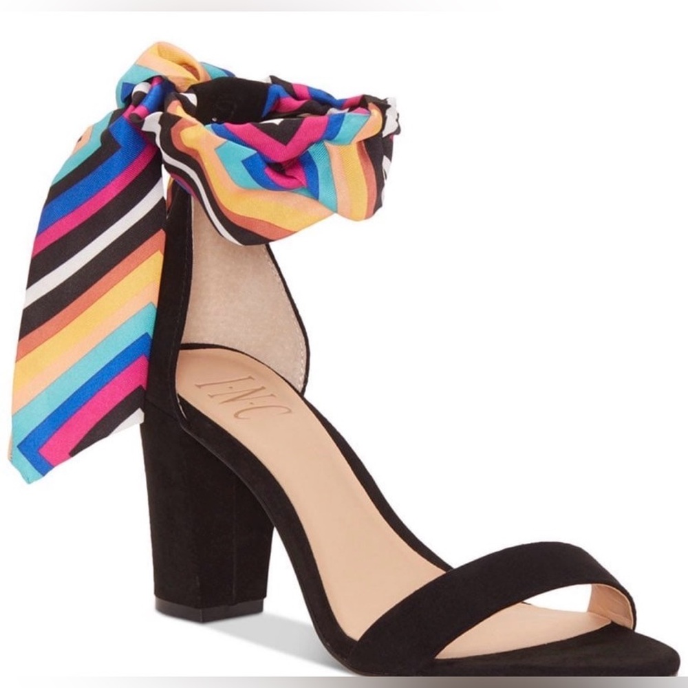 I.N.C. International Concepts Kanata Heels with Colorful Scarf Accent - 7 - Picture 2 of 6